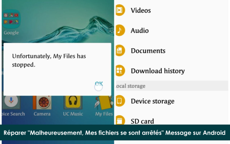 Réparer "Malheureusement, Mes fichiers se sont arrêtés" Message sur Android
