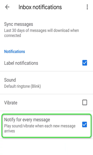 Notifier pour chaque message