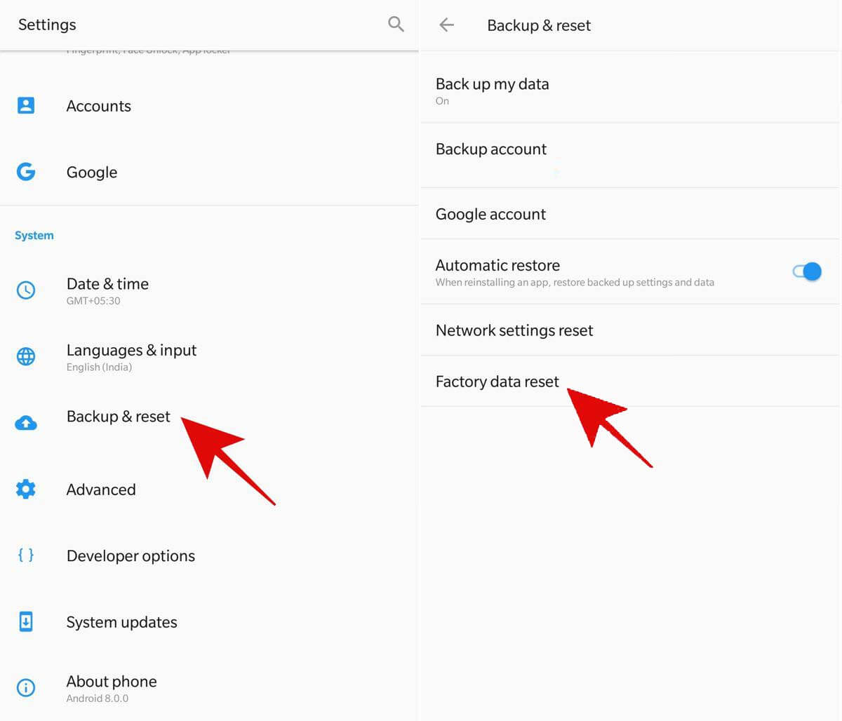 Effectuer une réinitialisation d’usine