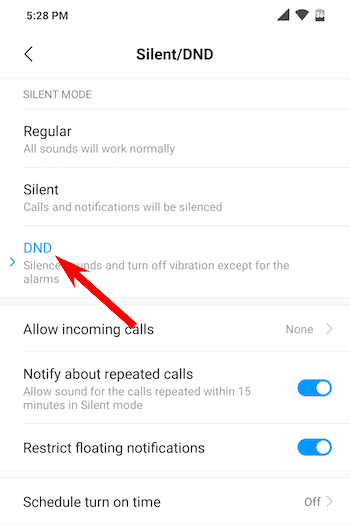 Désactiver Ne pas déranger par les paramètres