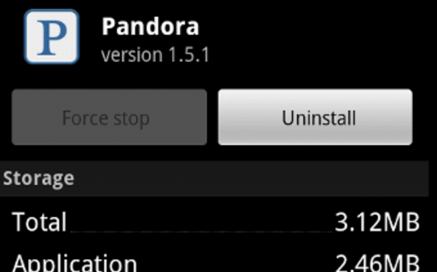 désinstaller l'application Pandora