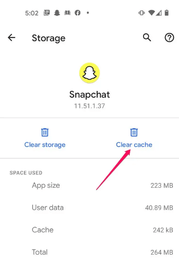écran noir Snapchat avec un point vert