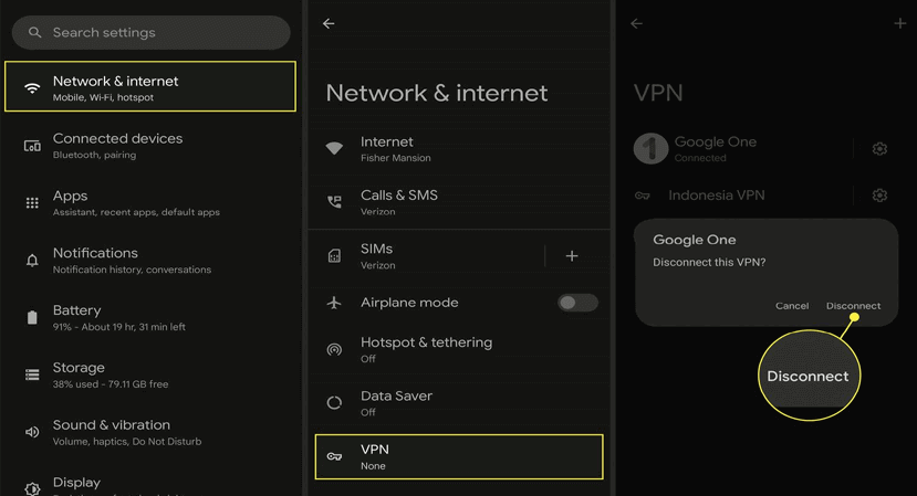 désactiver le VPN sur Android