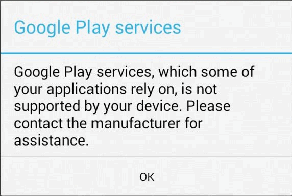 Google Play Services Non supporté par votre appareil