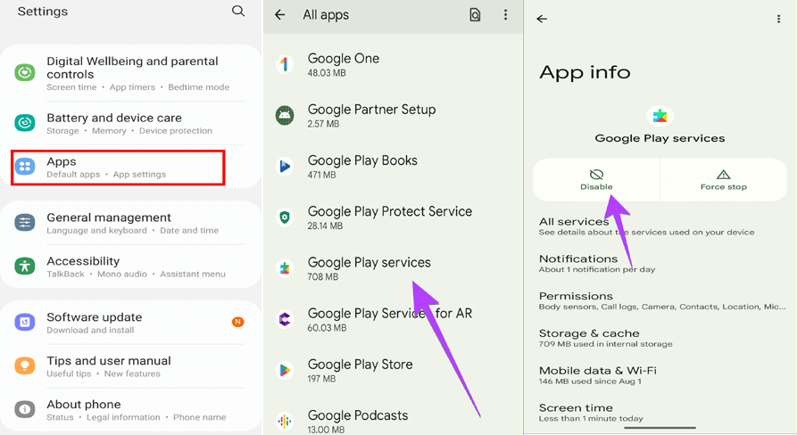réactiver les Google Play Services