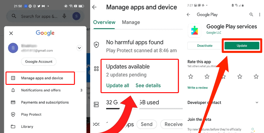 installez la dernière version des services Google