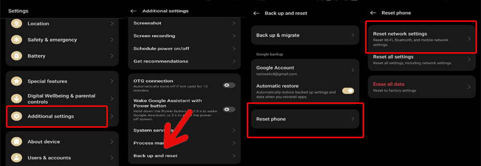 réinitialiser les paramètres réseau