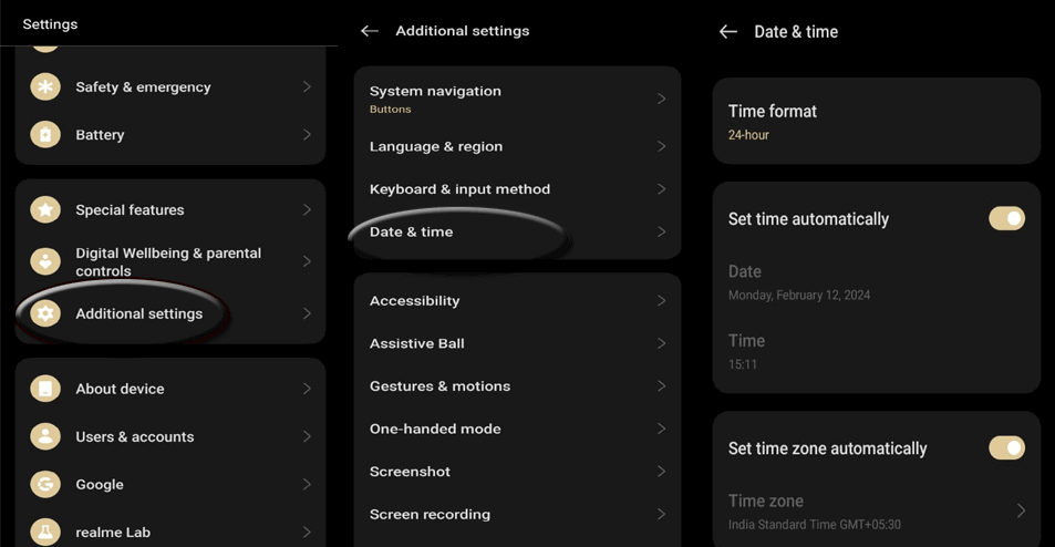 modifier la date et l'heure de l'appareil