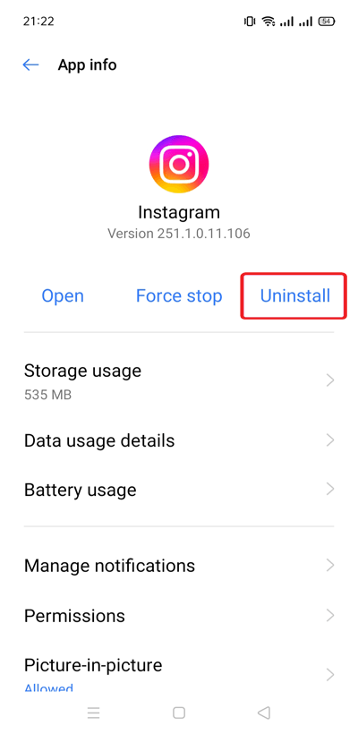 Instagram bobines Android ne pas fonctionnent