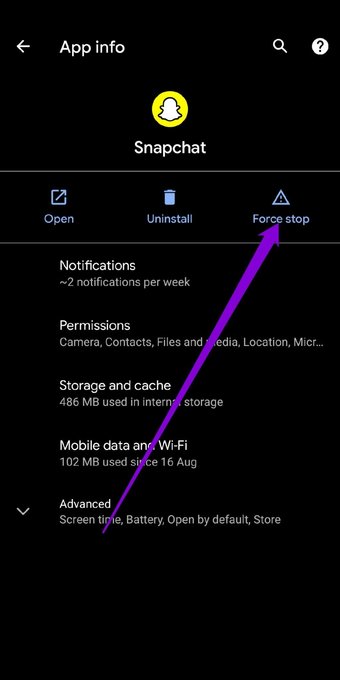Autoriser l'accès à la caméra sur Snapchat