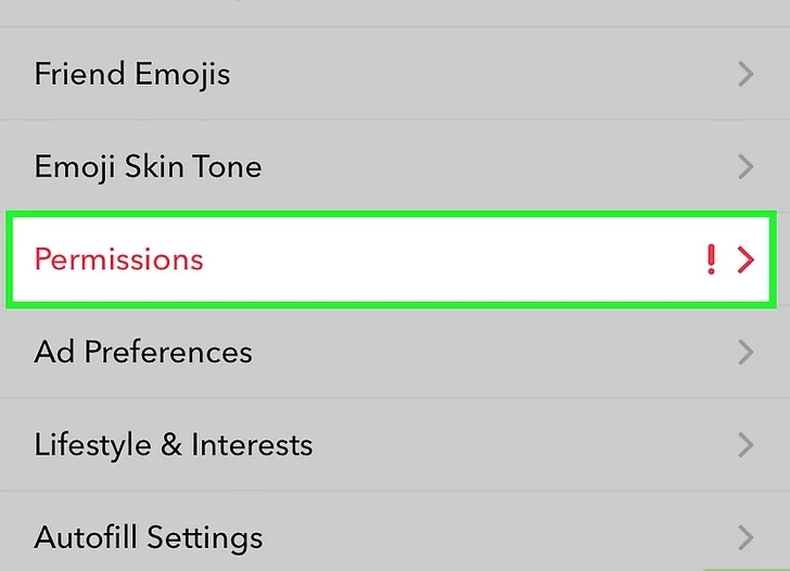 Autoriser l'accès à la caméra sur Snapchat