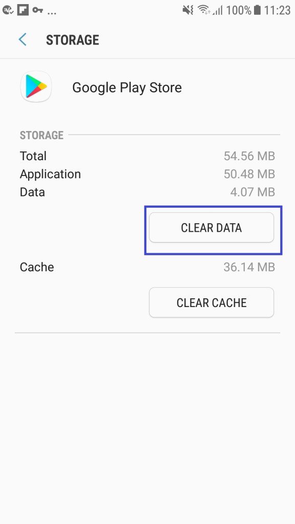 effacez les données du cache de votre Google Play Store