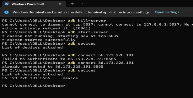 redémarrez le serveur ADB