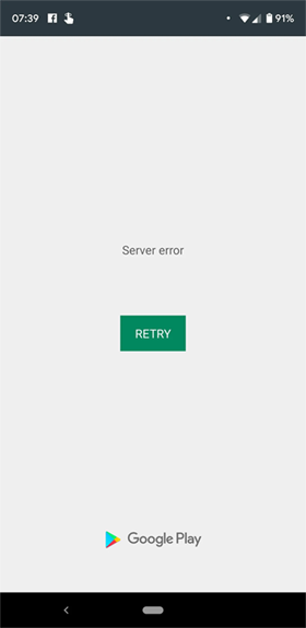 Server Error sur Google Play Store Android