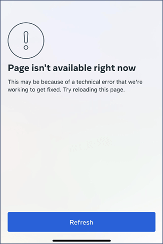 Page Instagram indisponible actuellement