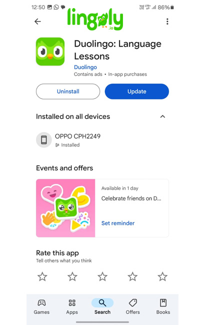 Duolingo bloqué sur l'écran de chargement Android
