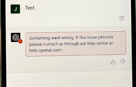 Something Went Wrong Erreur dans ChatGPT