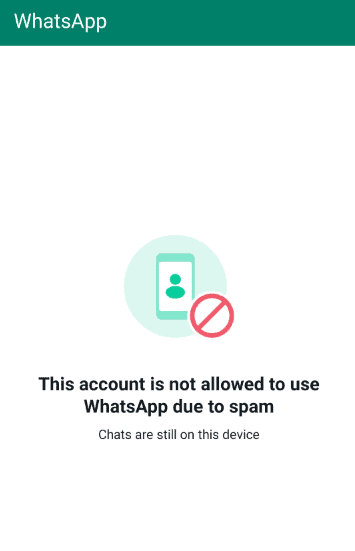 corriger l'erreur “This Account Is Not Allowed to Use WhatsApp Due To Spam”