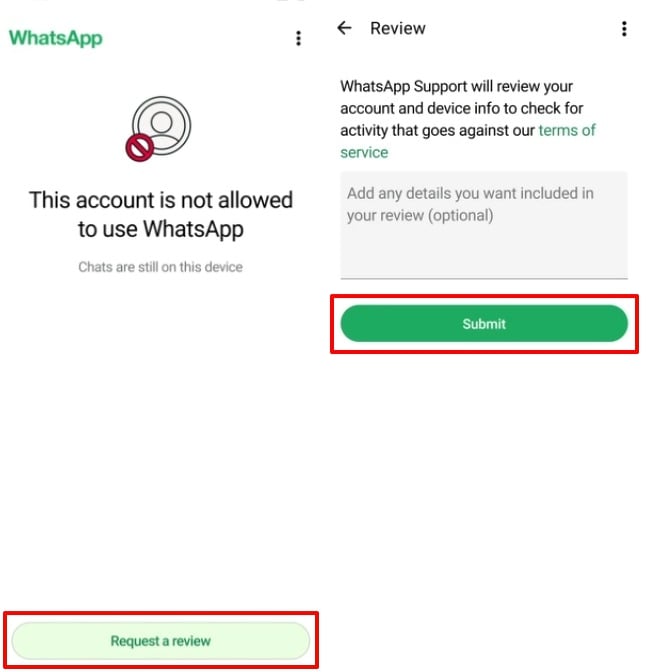 this account is not allowed to use WhatsApp due to spam