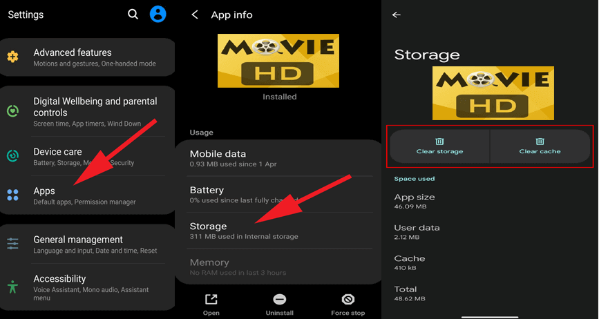 L'application Movies HD ne fonctionne pas