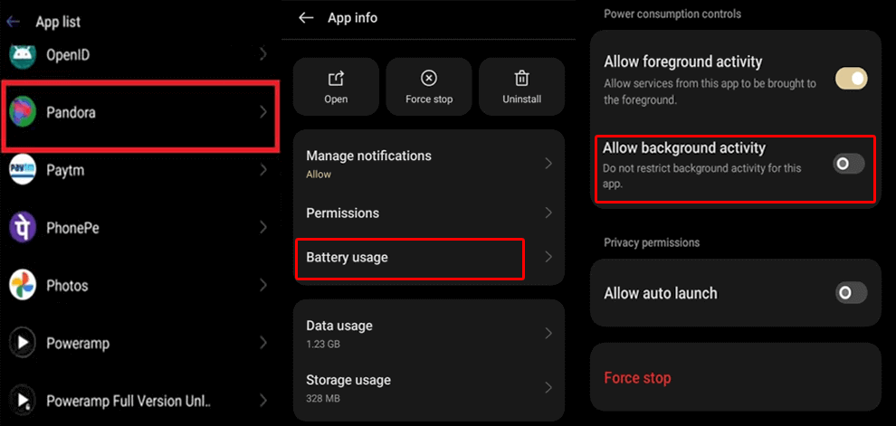 problème de plantage continu de Pandora sur Android